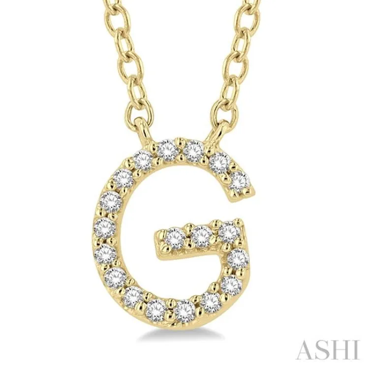 1/20 ctw Initial 'G' Round Cut Diamond Pendant With Chain in 14K Yellow Gold