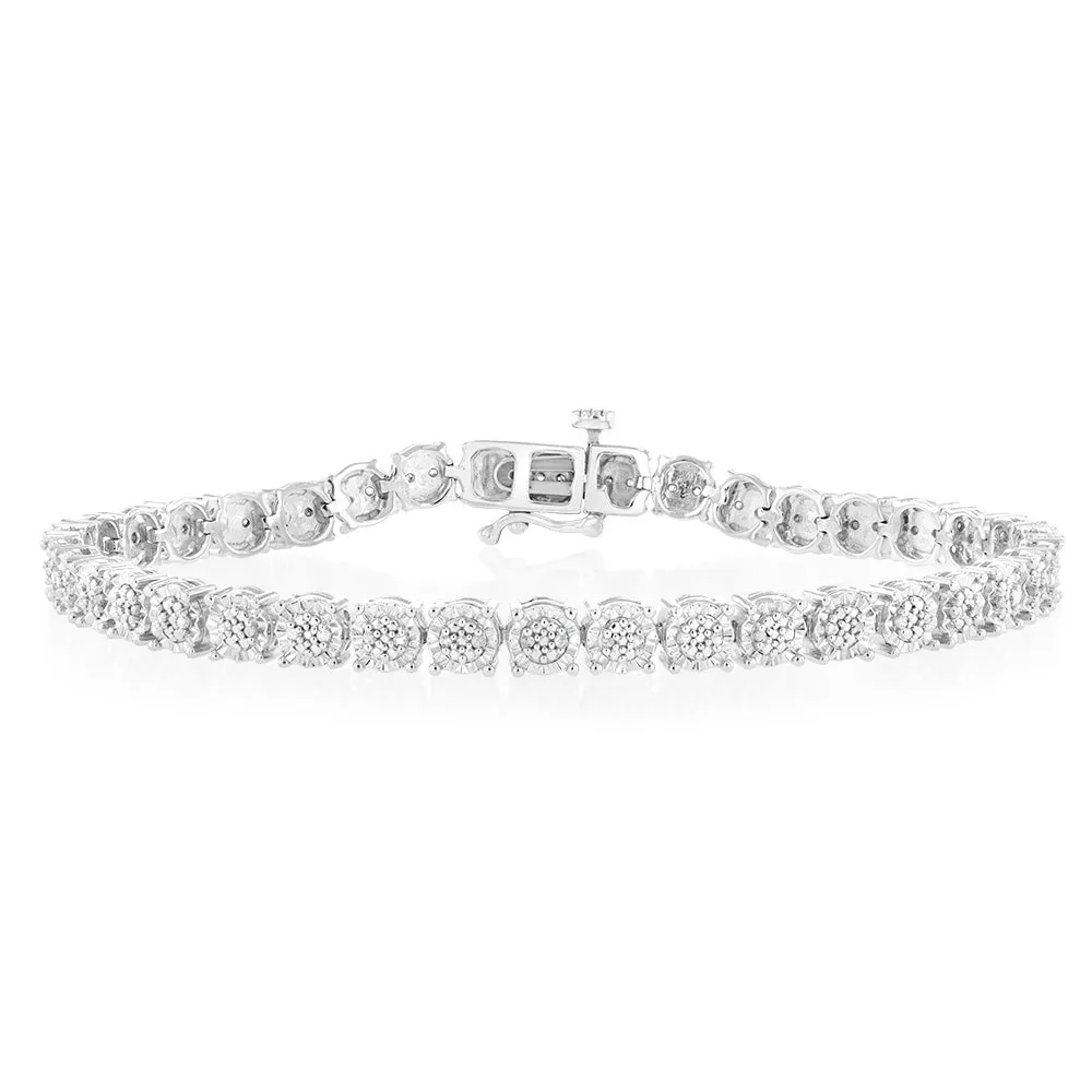 1/4 Carat Diamond Tennis Bracelet in Sterling Silver 18.5cm