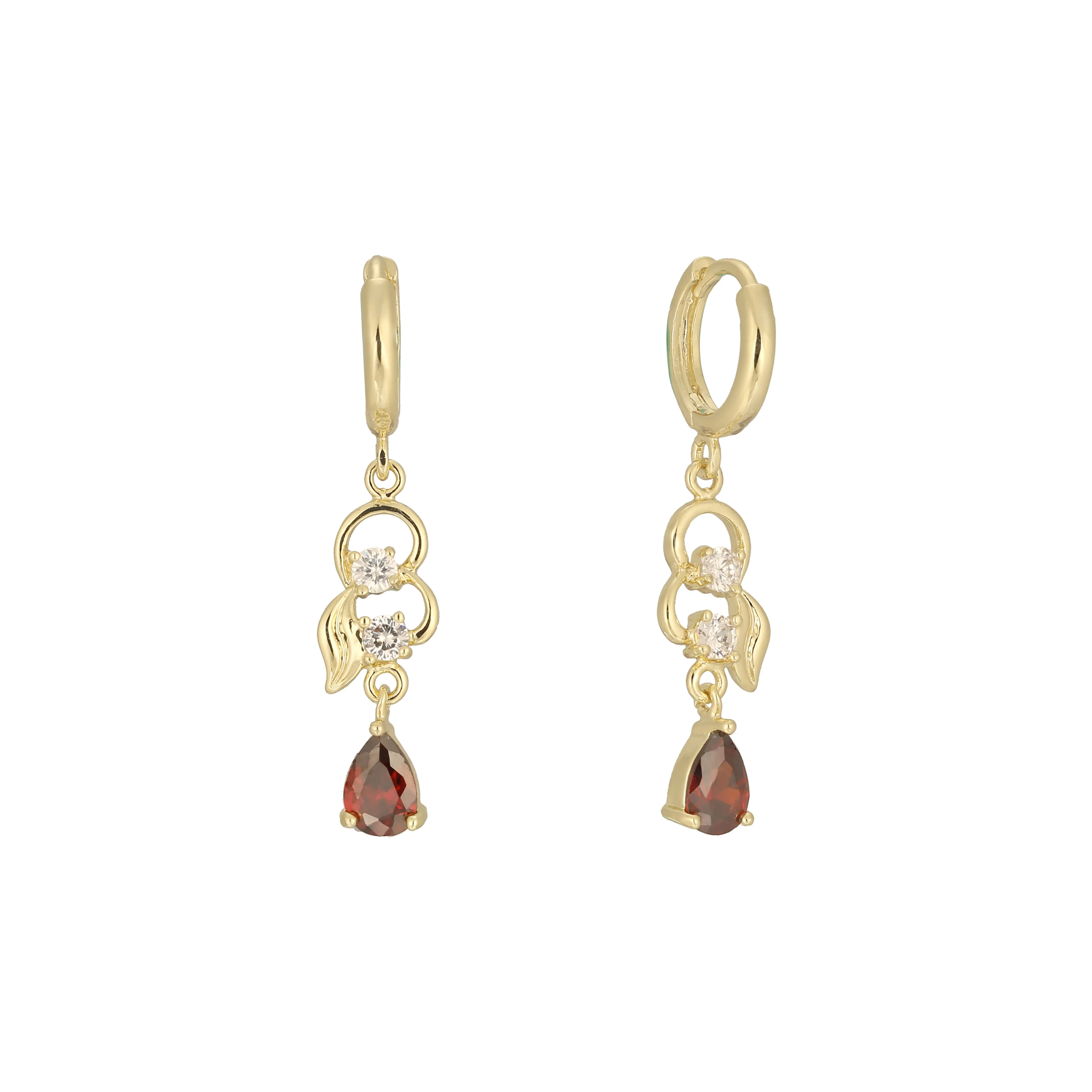 14k gold huggie drop earrings