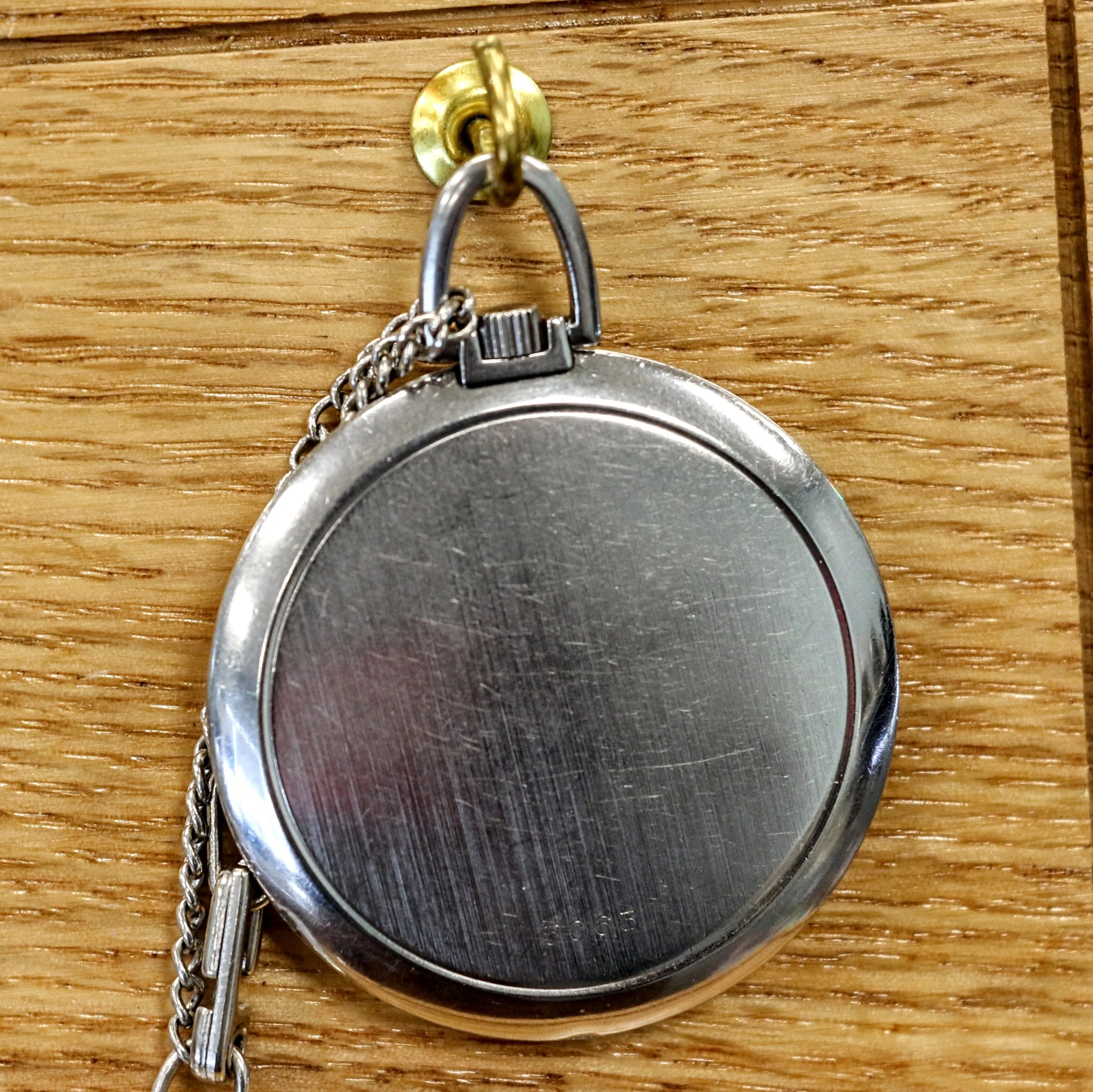 1950's GLYCINE Pocket Watch 17 Jewels Cal. AV 423 Swiss Made - ULTRA Thin w/PW Chain