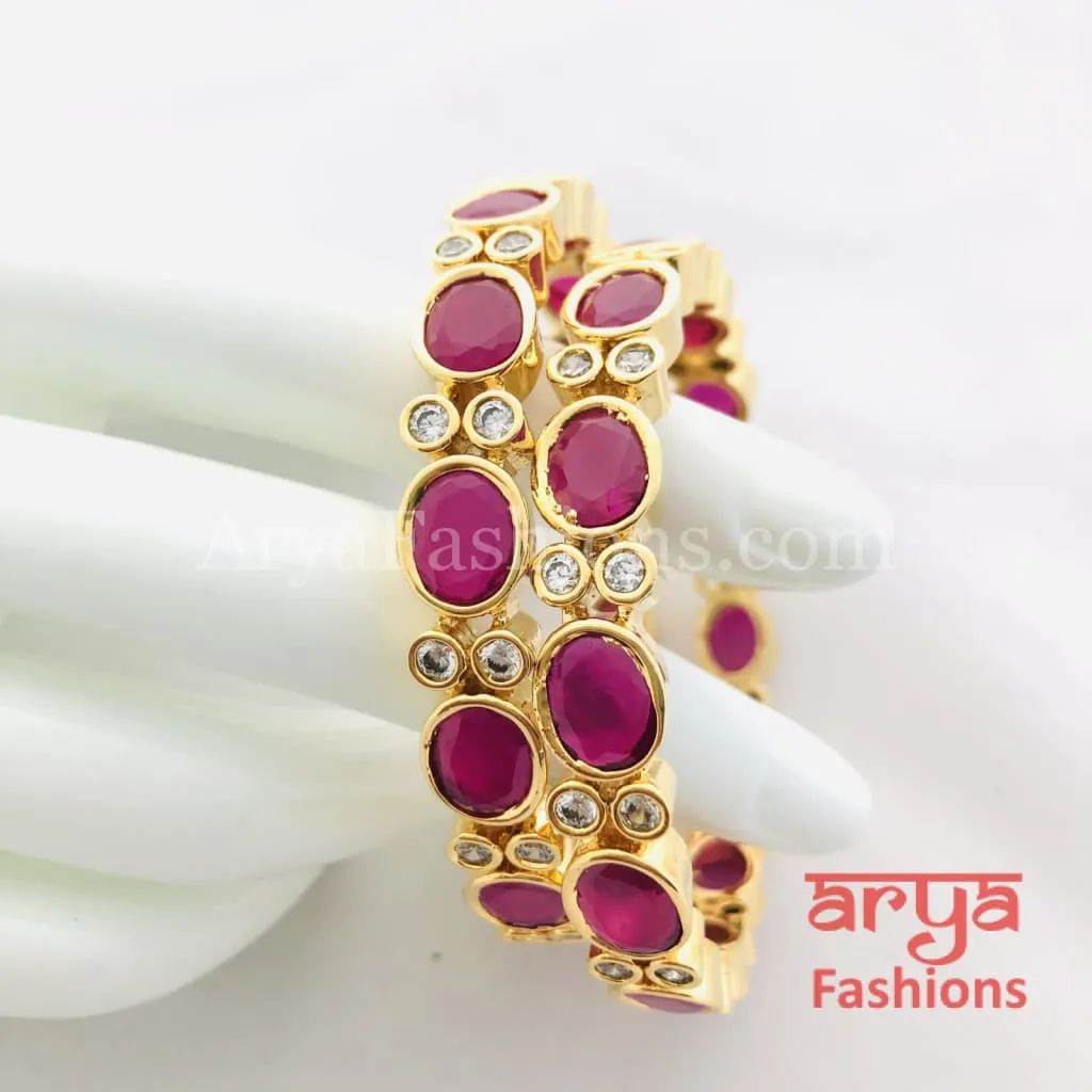 2.6 Golden Ruby and CZ Stones Bangles