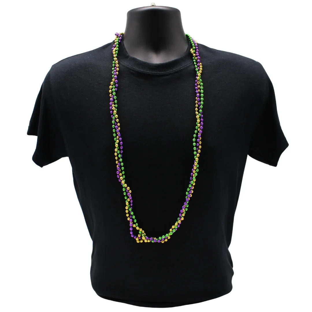 42" 6mm Purple, Green and Gold Braided Bead (Dozen)