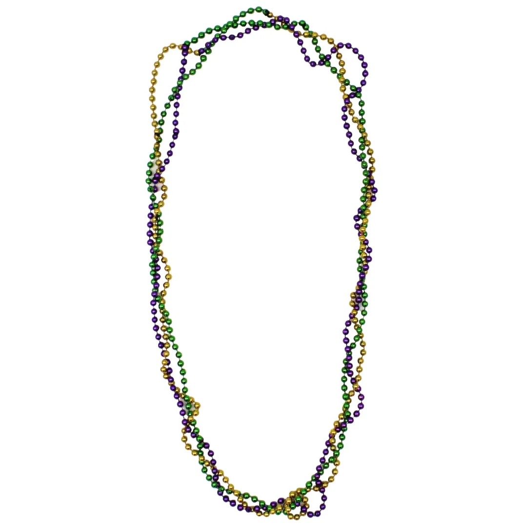 42" 6mm Purple, Green and Gold Braided Bead (Dozen)