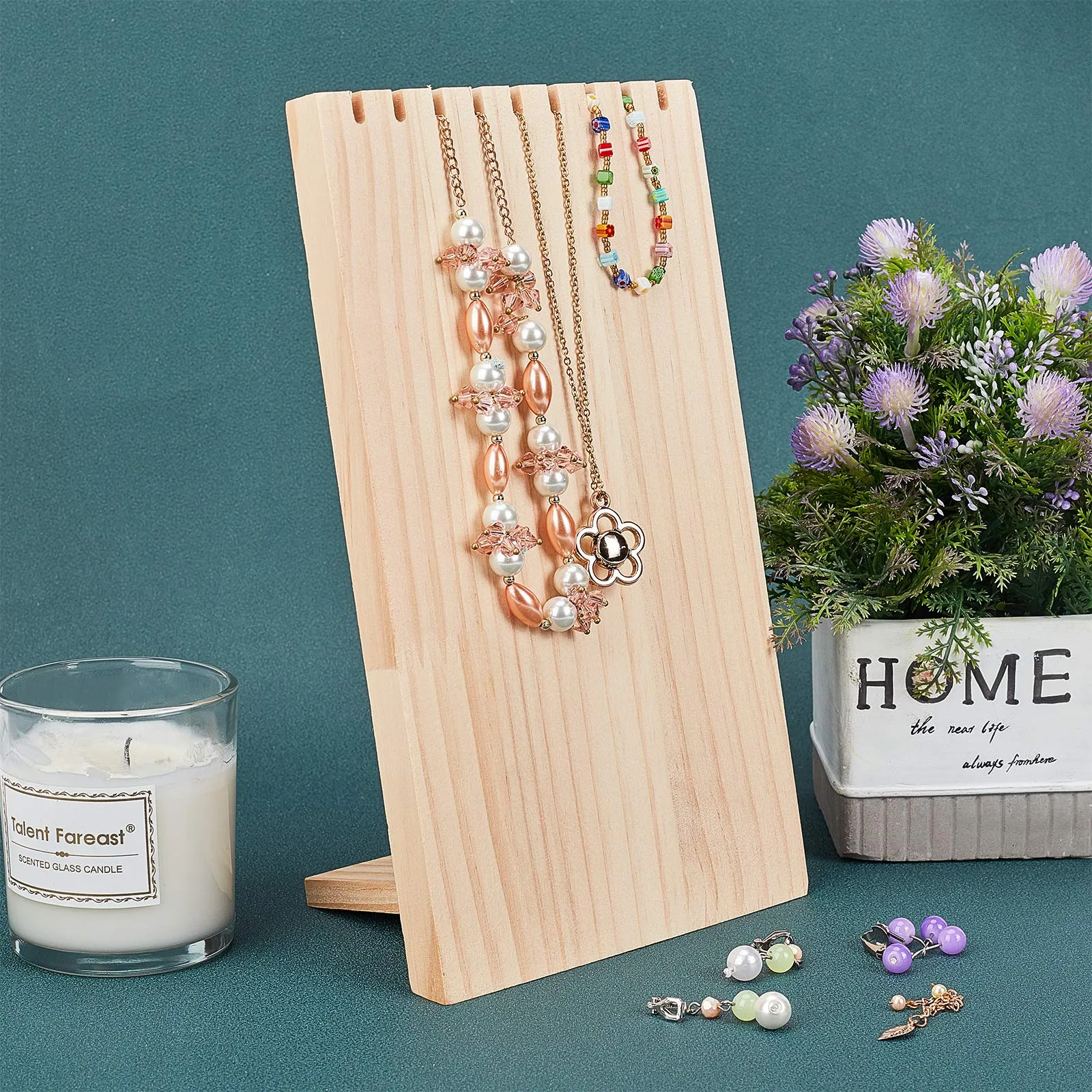 AHANDMAKER Necklace Display Holder, Wooden Plank Necklace Jewelry Display Stand Wooden Jewelry Organizer Stand for Home Bedroom