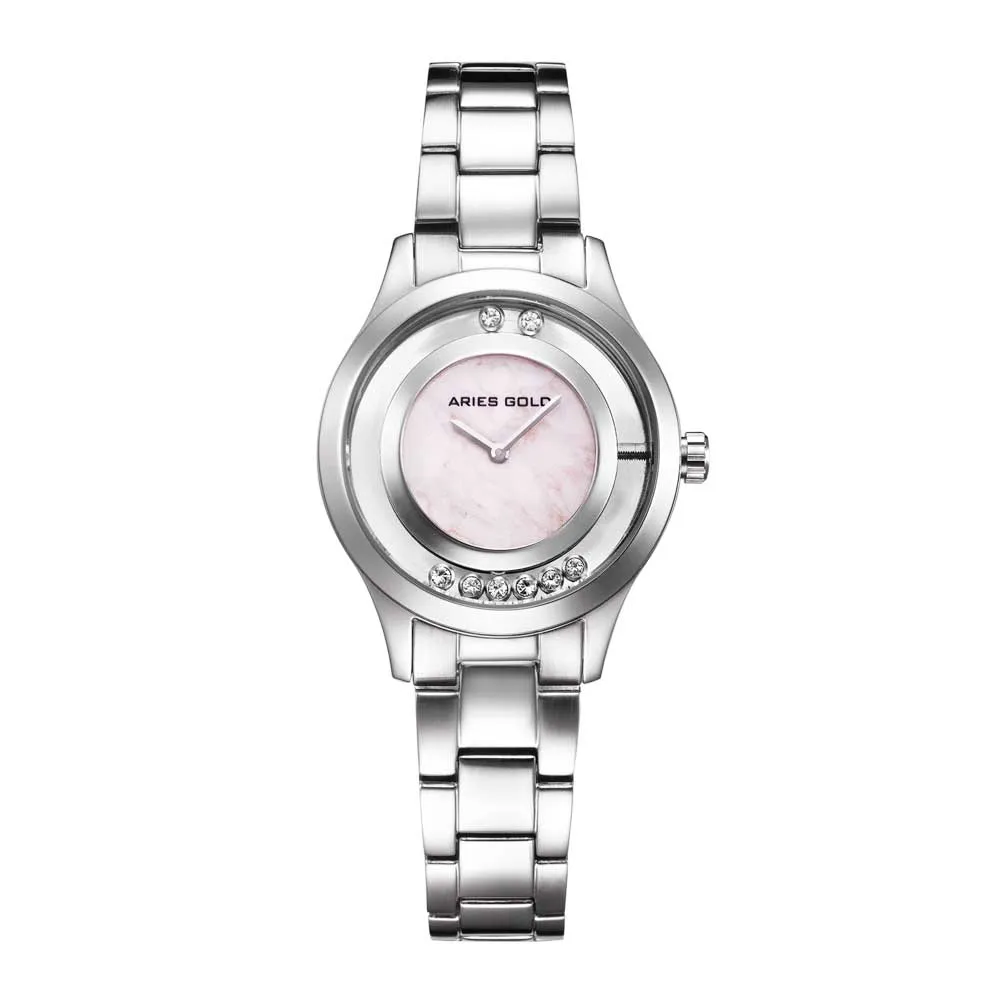 ARIES GOLD ENCHANT VERONA SILVER STAINLESS STEEL L 5021 S-MB WOMEN'S WATCH