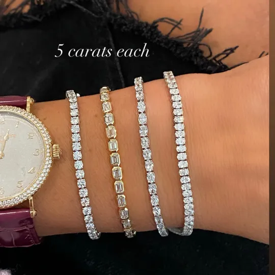 Bezel Emerald Cut Diamond Tennis Bracelet
