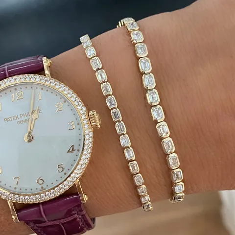 Bezel Emerald Cut Diamond Tennis Bracelet