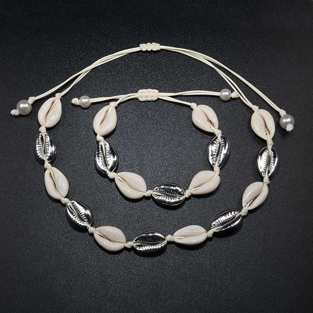Bohemia  Nature Gold Seashell Cowrie Charm Necklaces