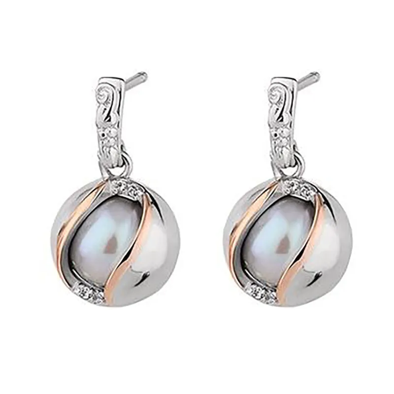 Clogau Salacia Sterling Silver White Topaz Pearl Oyster Stud Earrings D
