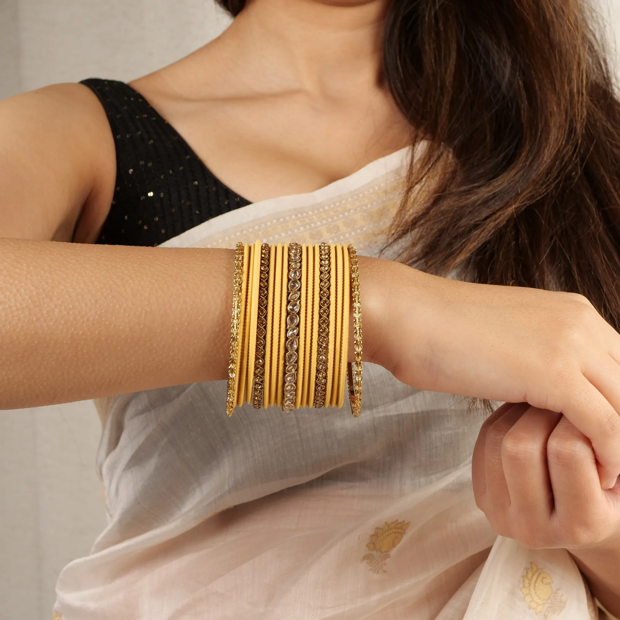 Ethnic Bangle Set in Peach
