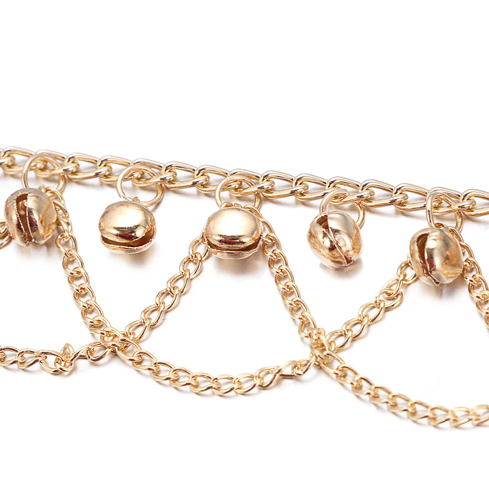 Fashion Bohemian Gold Bell Tassel Anklets for Women