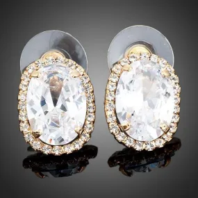Gold Plated Oval Stud Earrings