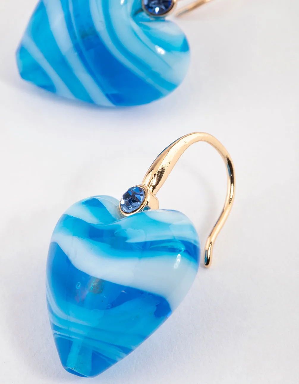 Gold Tie Dye Heart Earrings