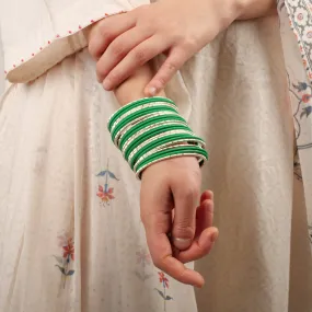 Green and Gold Bangle Stack