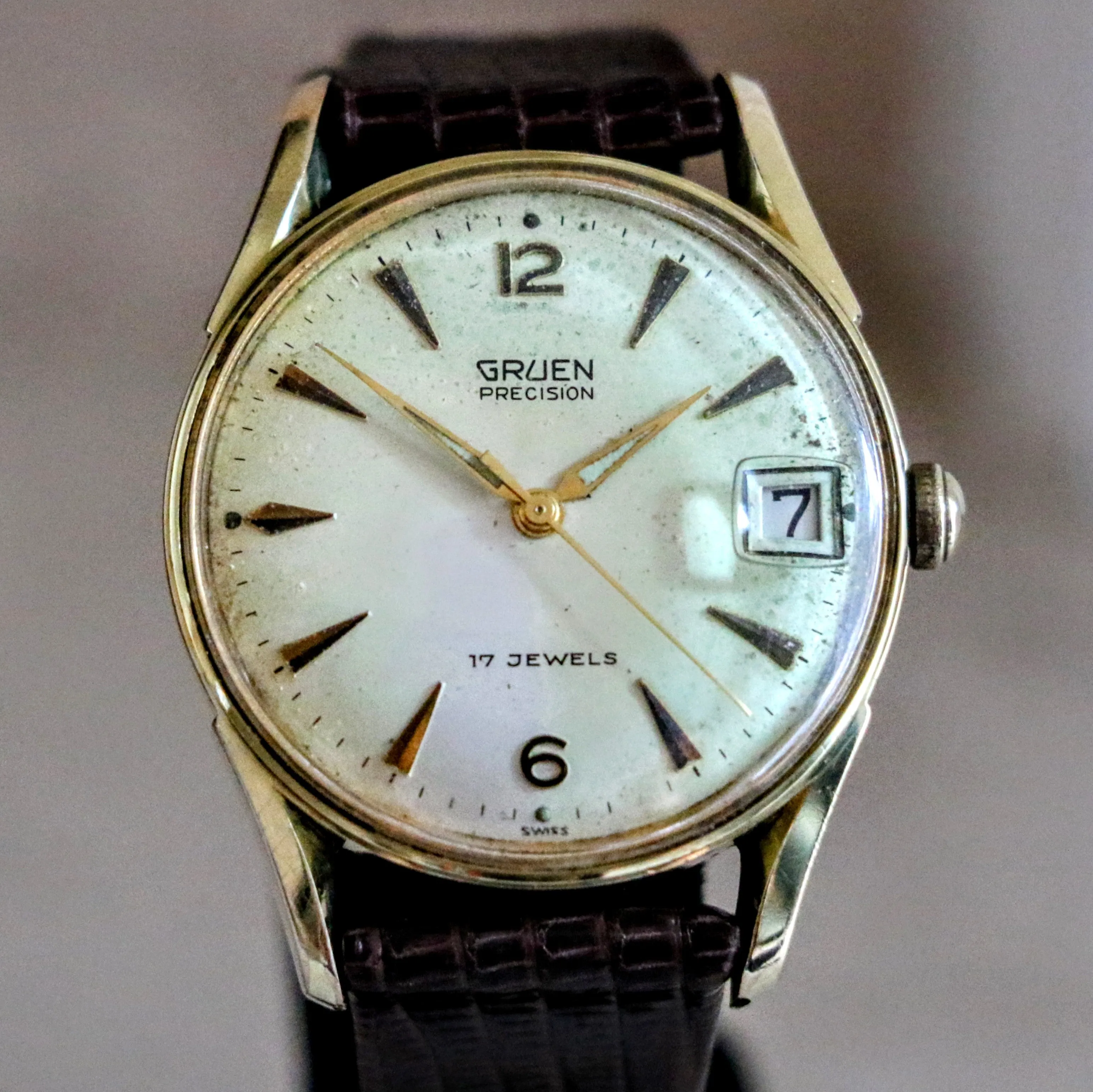 GRUEN Precision Wristwatch Sweep Second Cal. N510CA 17 Jewels Vintage Watch