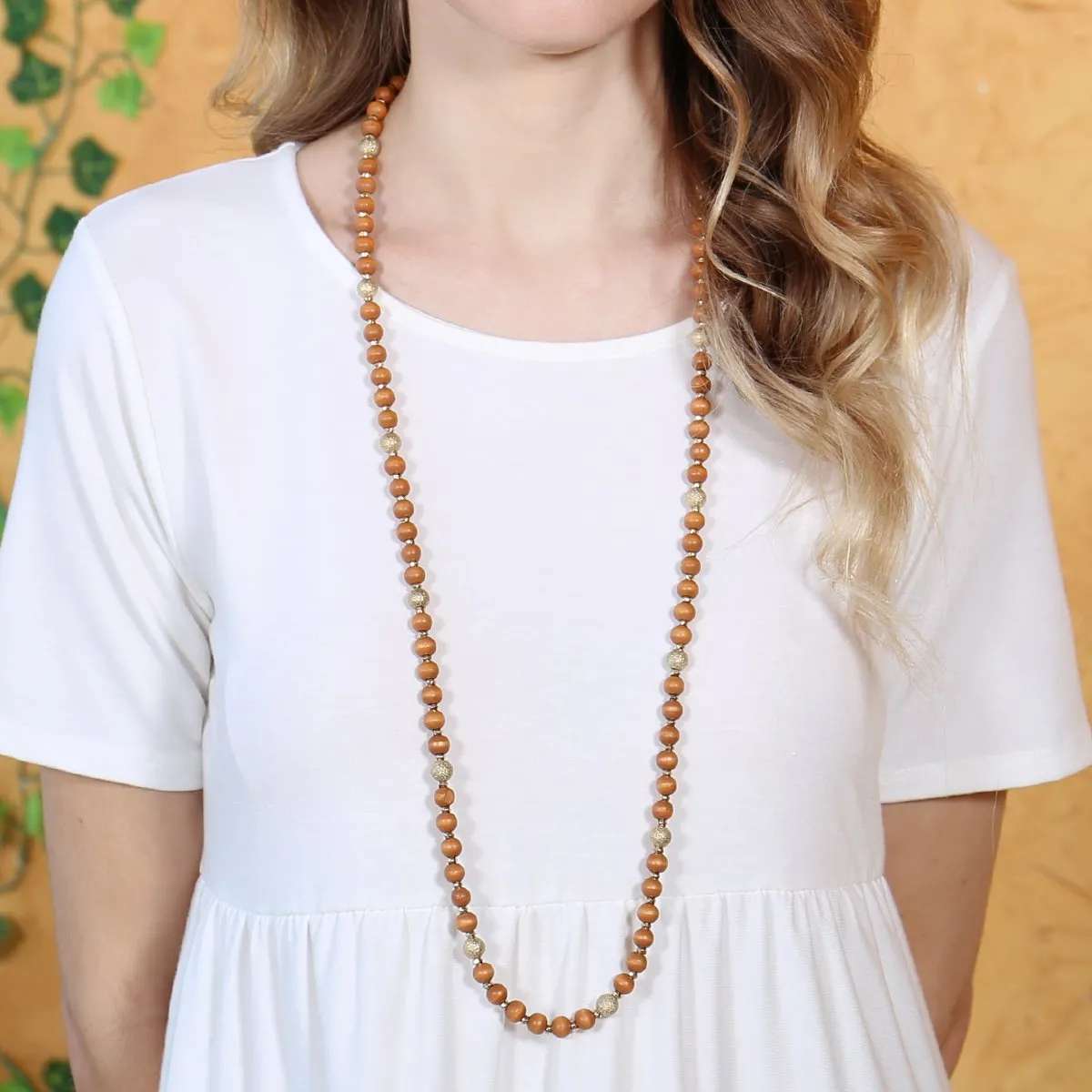 Hdn2880 - Wood Bead Necklace