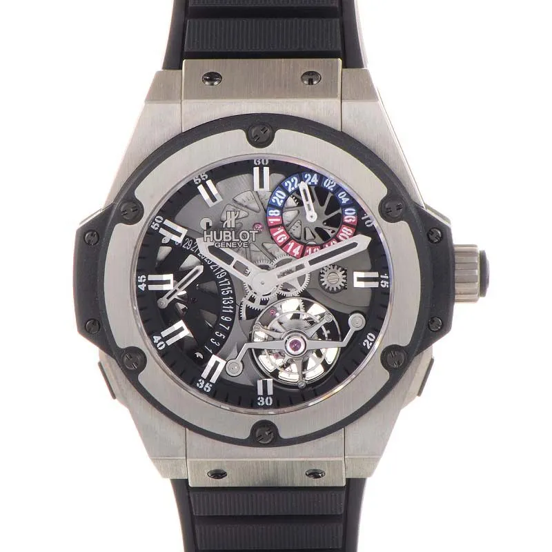 Hublot King Power Tourbillon Silver Dial Zirconium Rubber Strap Men's Watch 706.ZX.1170.RX