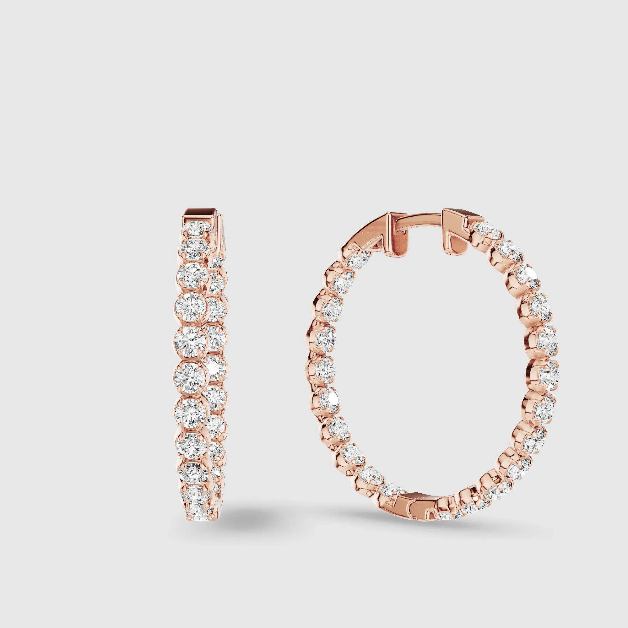 Le Chocolat Round Shaped Front Back Lab Grown Diamond Hoops -Round