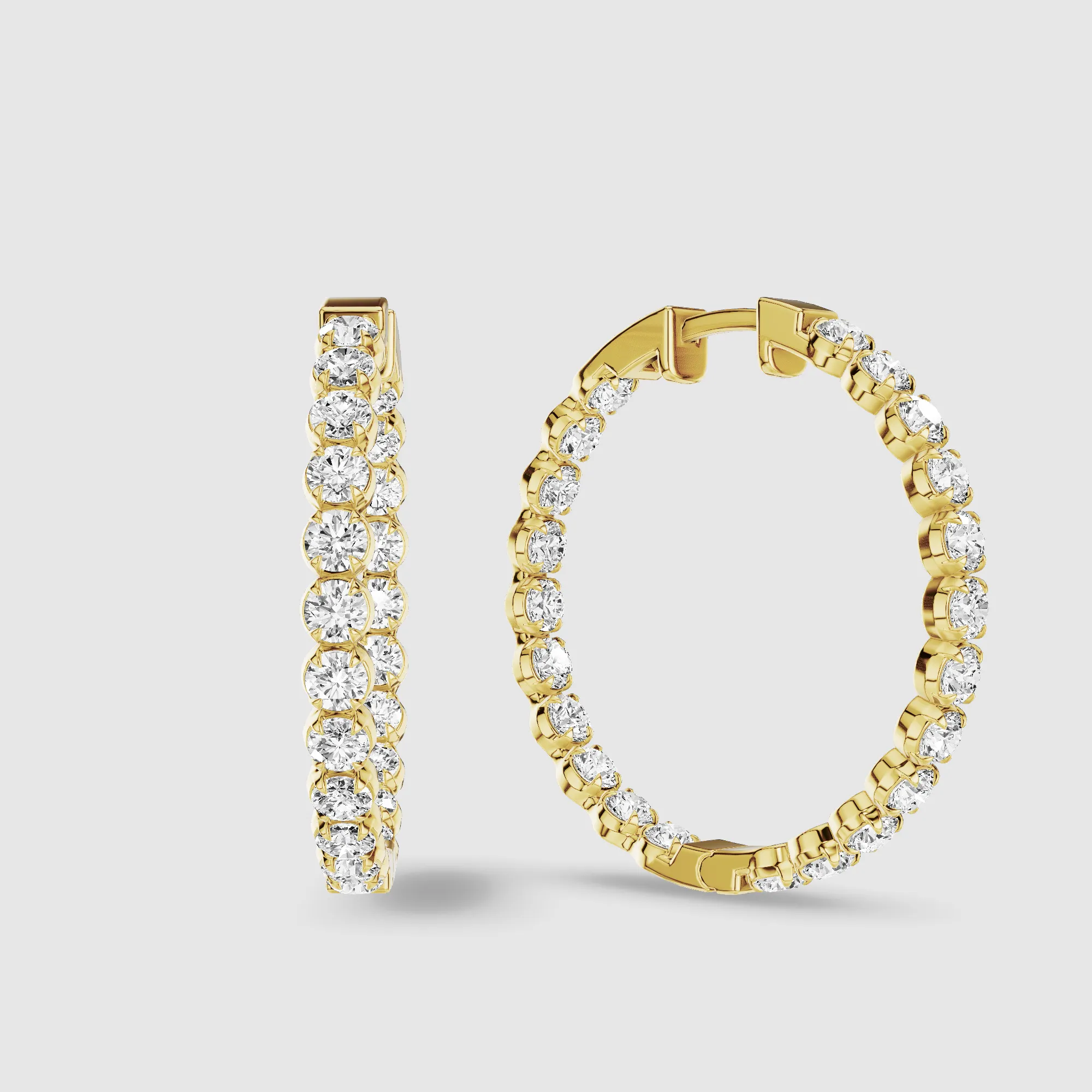 Le Chocolat Round Shaped Front Back Lab Grown Diamond Hoops -Round
