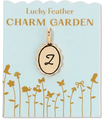 Lucky Feather - Charm Garden - Scalloped Initial Charm - Gold - Z