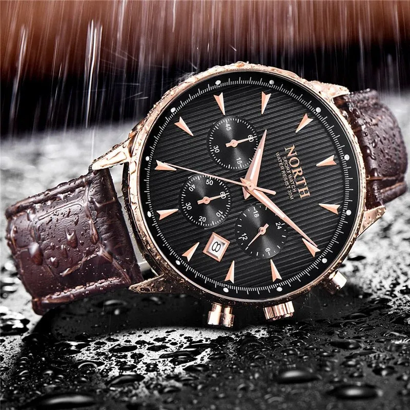Men's Elegant Leather Band Quartz Watches