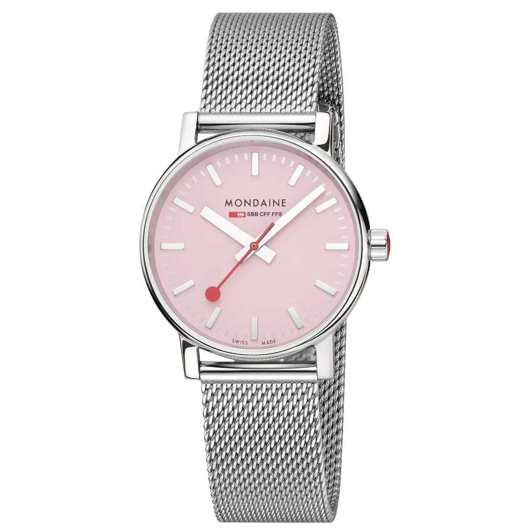 Mondaine Official Swiss Railways Evo2 35mm Sunrise Pink Watch MSE.35130.SM