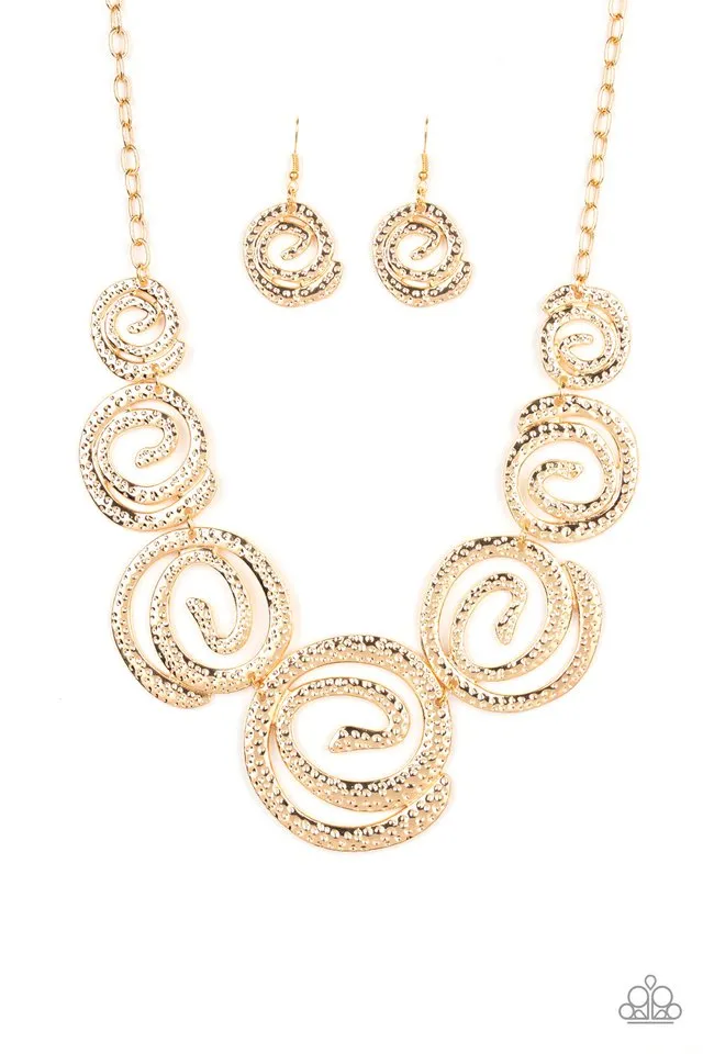 Paparazzi Necklace ~ Statement Swirl - Gold