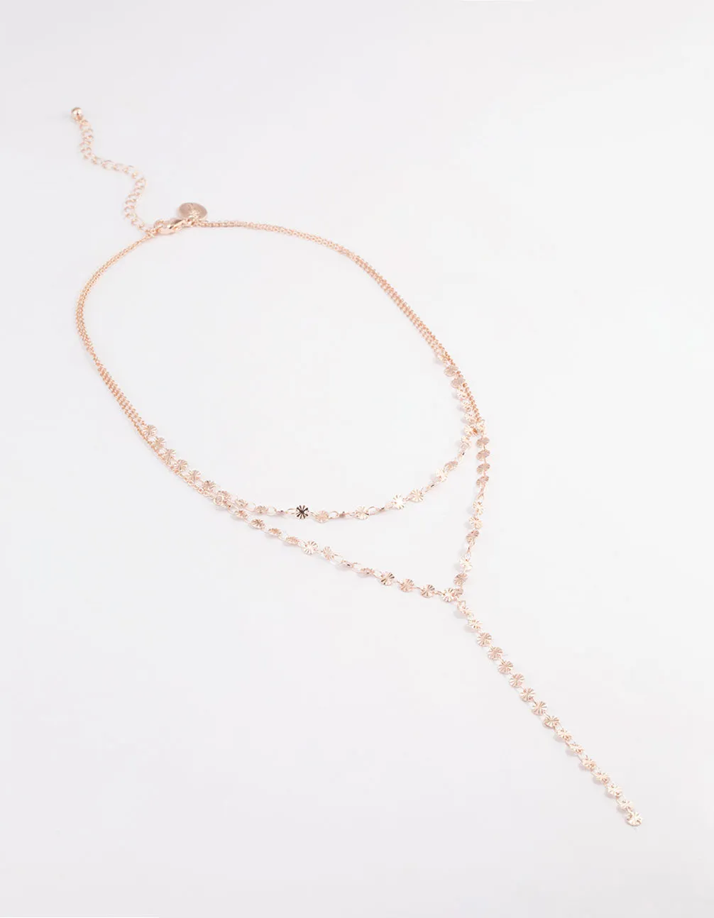 Rose Gold Double Row Dainty Disc Y-Necklace