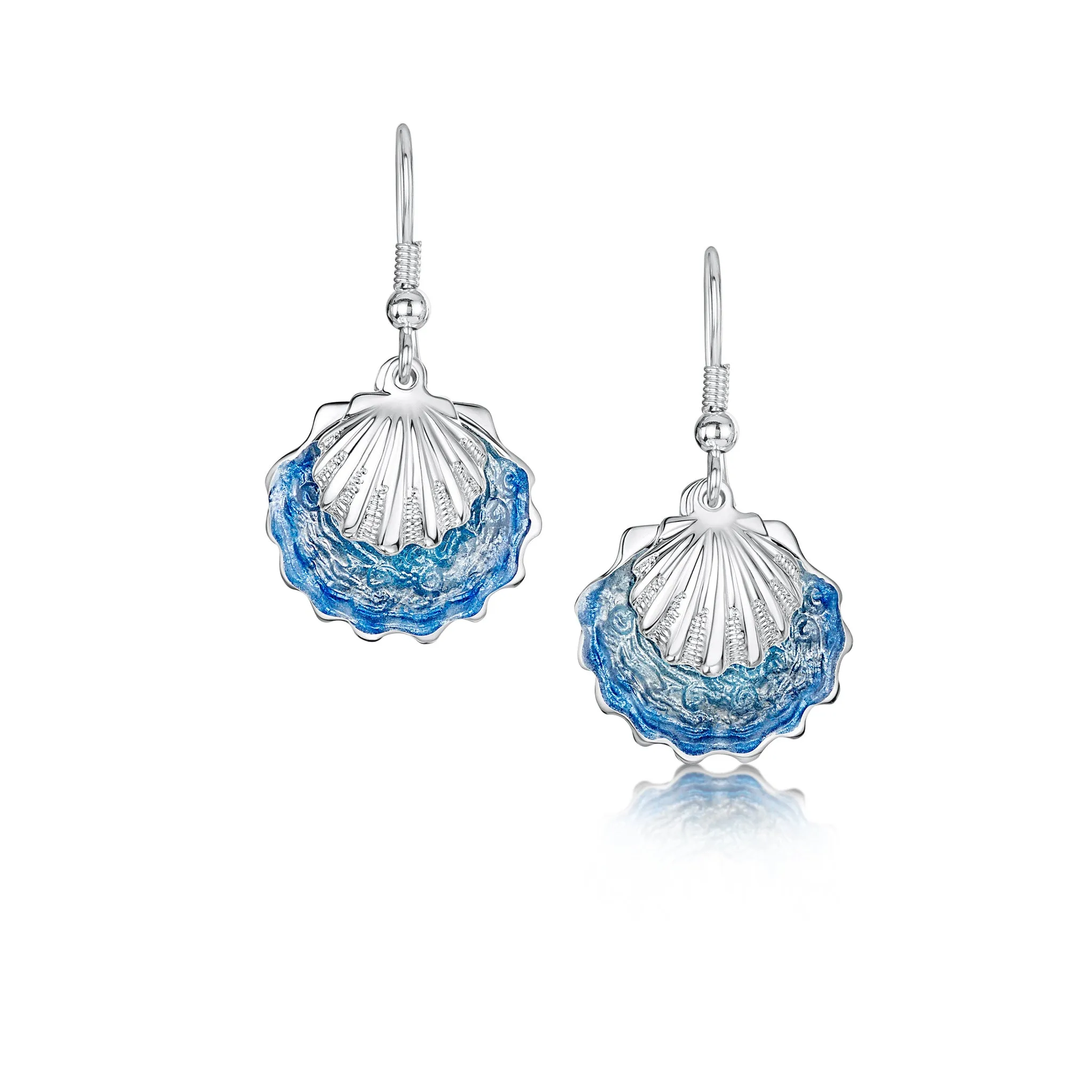 Scallop 2-Part Drop Earrings in Scallop Blue Enamel