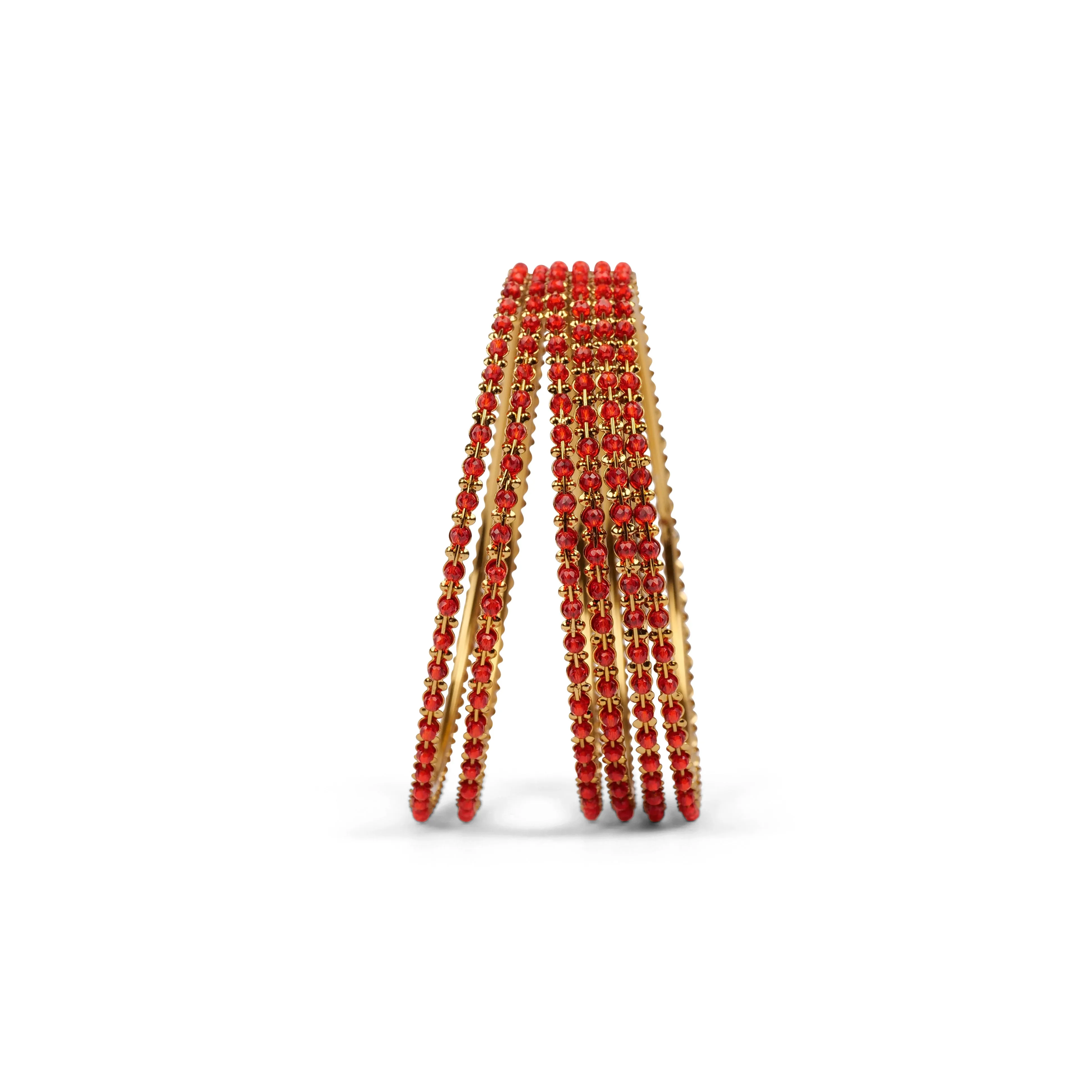 Set of 6 Red Crystal Beaded Bangles