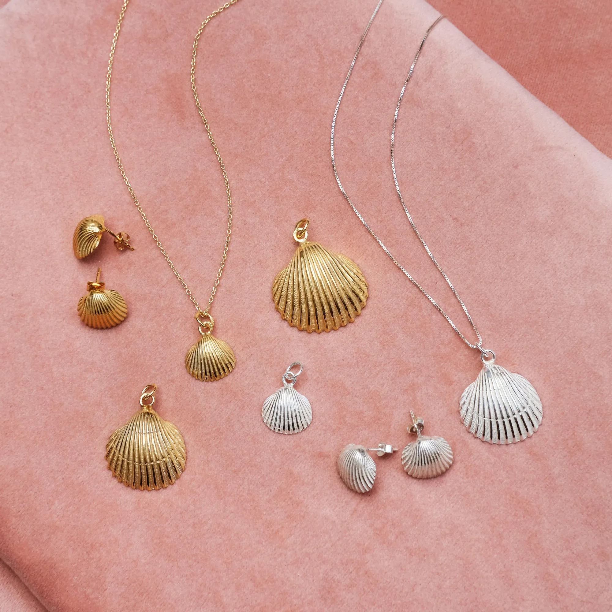 Small Shell Earrings set - Gold-Plated Silver