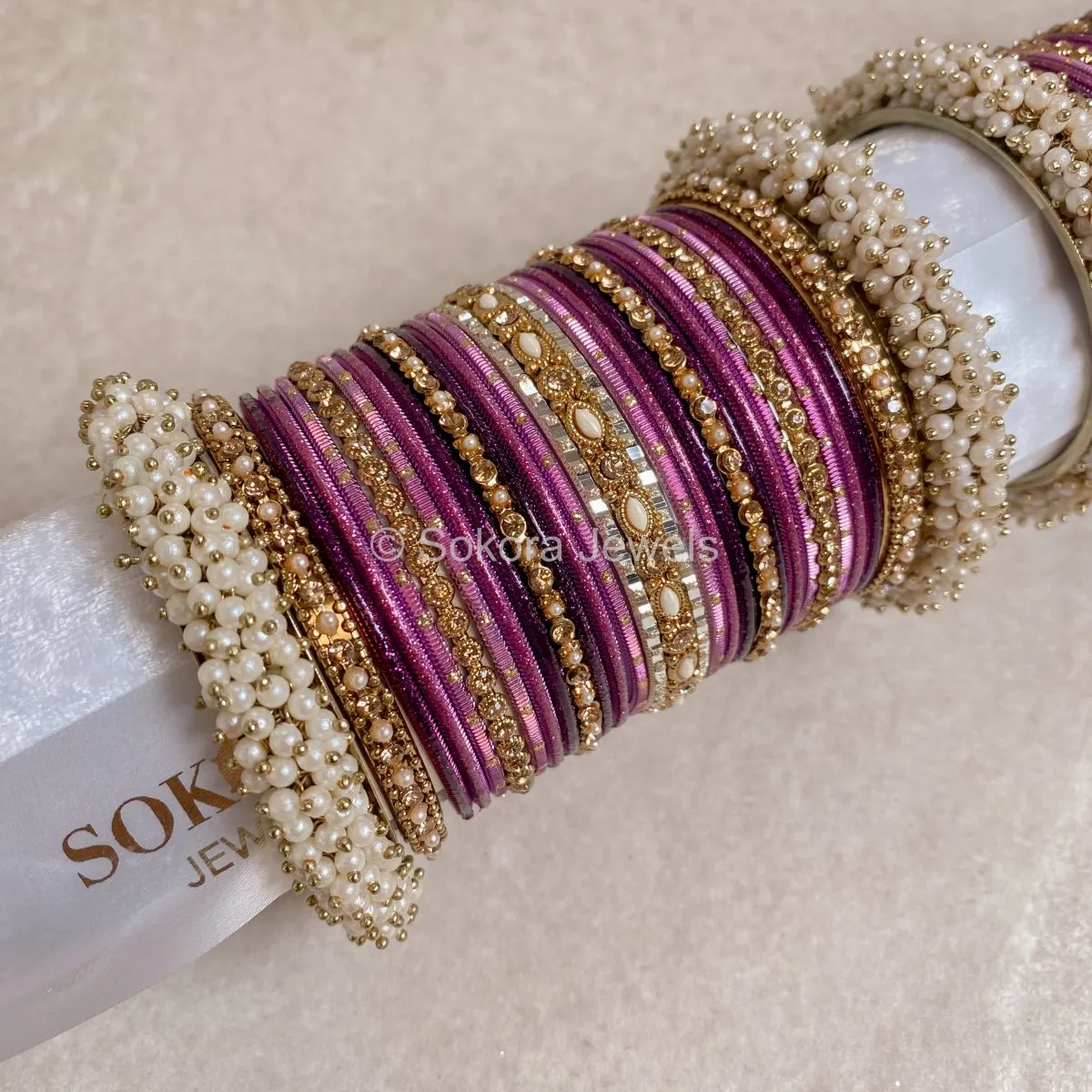 Thanjina Purple Ombre Bangle Stack