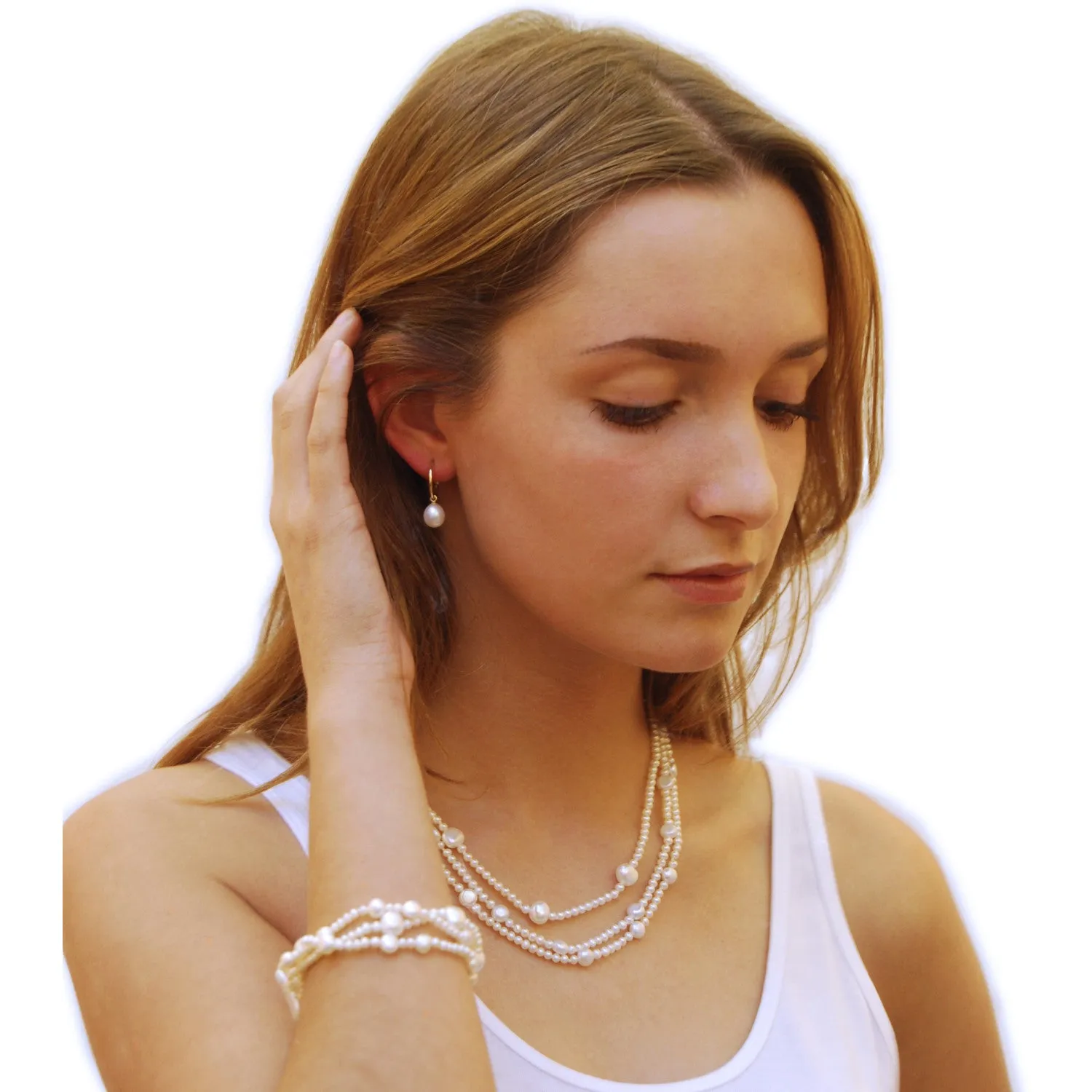 White Freshwater Pearl Triple Strand Necklace (Limited Edition)